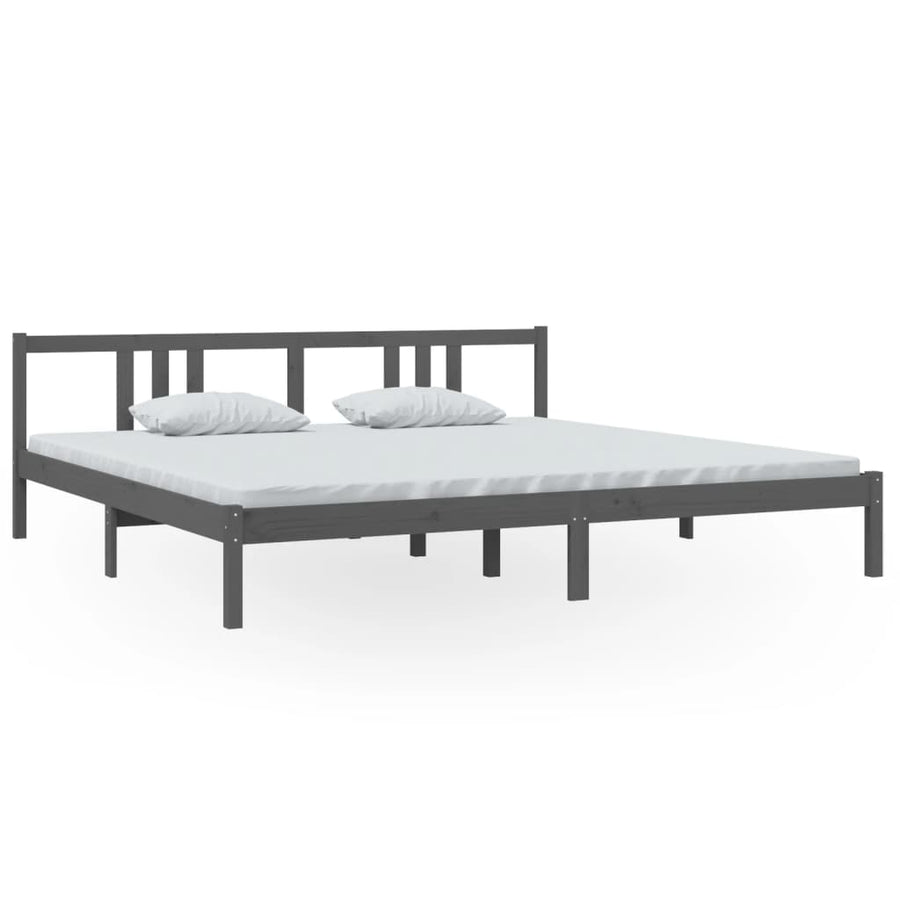 Bedframe Massief Hout Grijs 200X200 Cm