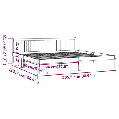 Bedframe Massief Hout Grijs 200X200 Cm