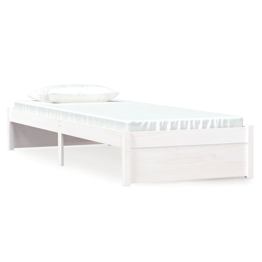 Bedframe Massief Hout Wit 75X190 Cm 2Ft6 Small Single
