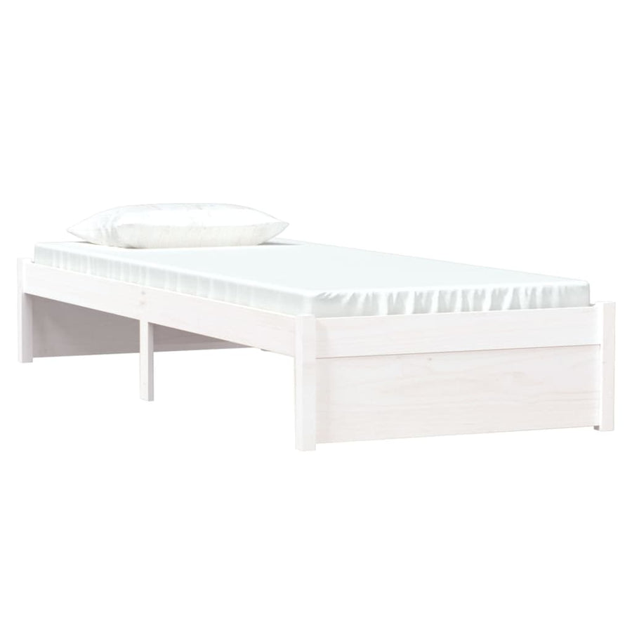 Bedframe Massief Hout Wit 75X190 Cm 2Ft6 Small Single