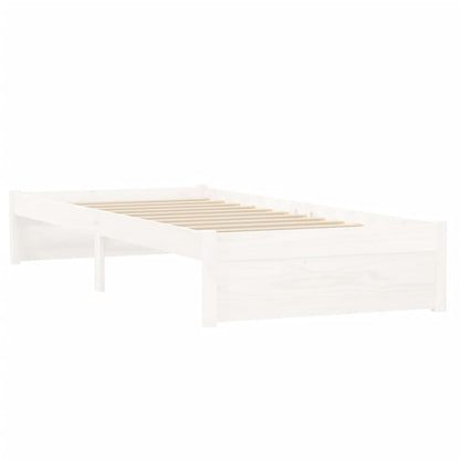 Bedframe Massief Hout Wit 75X190 Cm 2Ft6 Small Single