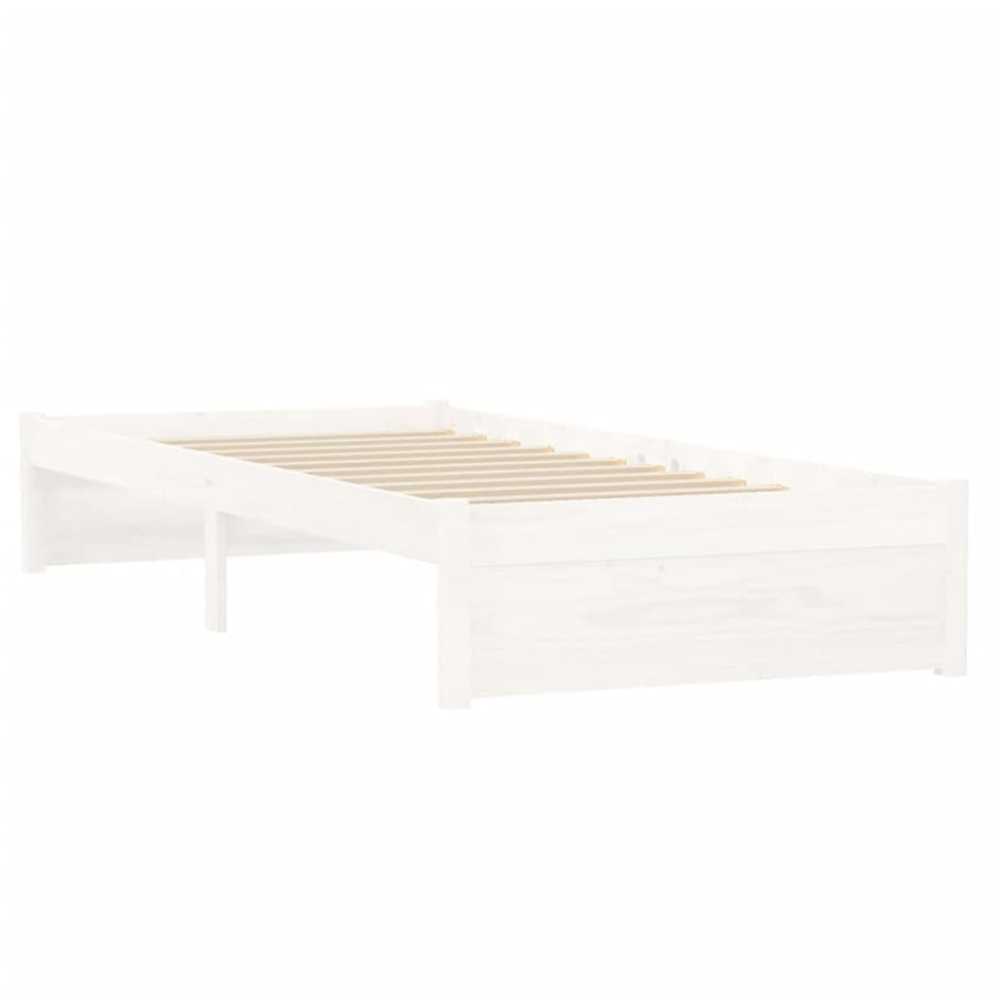 Bedframe Massief Hout Wit 75X190 Cm 2Ft6 Small Single