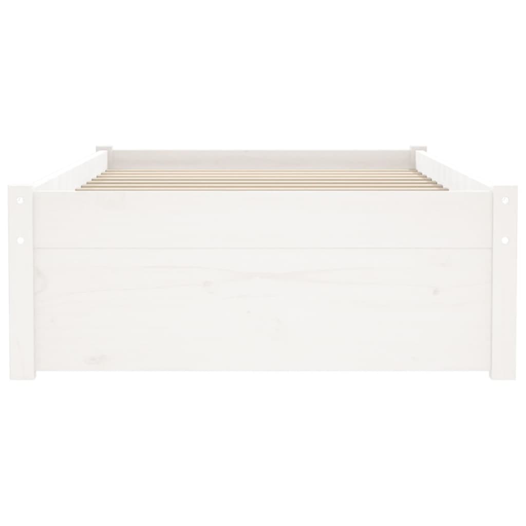 Bedframe Massief Hout Wit 75X190 Cm 2Ft6 Small Single