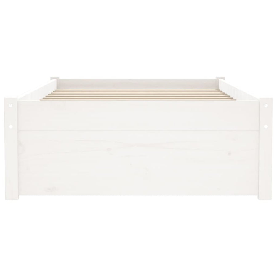 Bedframe Massief Hout Wit 75X190 Cm 2Ft6 Small Single
