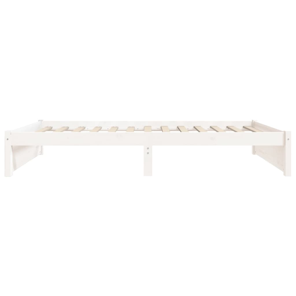 Bedframe Massief Hout Wit 75X190 Cm 2Ft6 Small Single