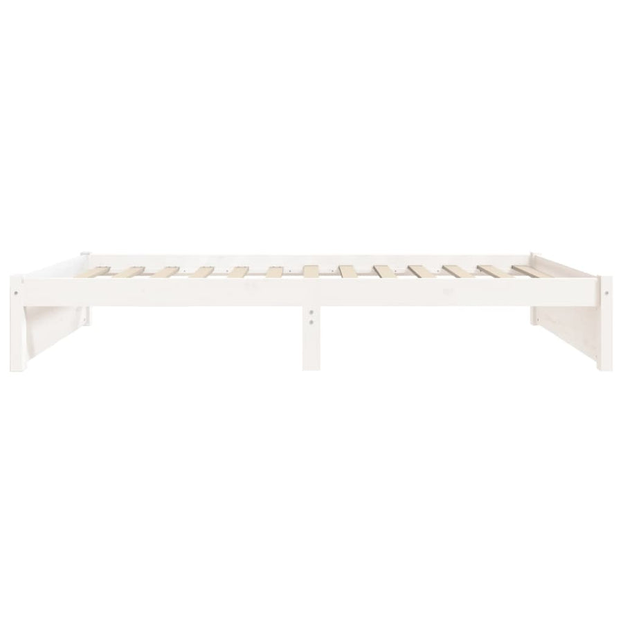 Bedframe Massief Hout Wit 75X190 Cm 2Ft6 Small Single