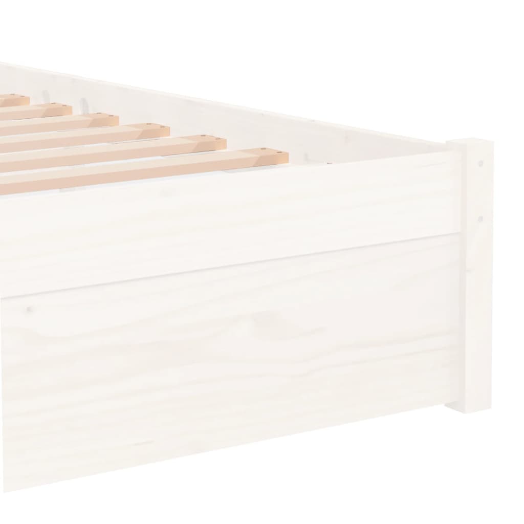 Bedframe Massief Hout Wit 75X190 Cm 2Ft6 Small Single