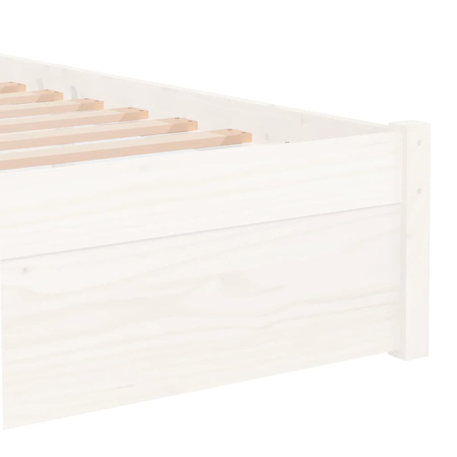 Bedframe Massief Hout Wit 75X190 Cm 2Ft6 Small Single