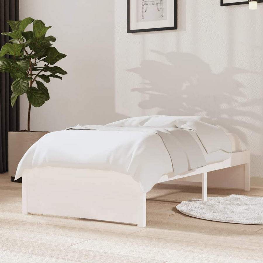 Bedframe Massief Hout Wit 75X190 Cm 2Ft6 Small Single