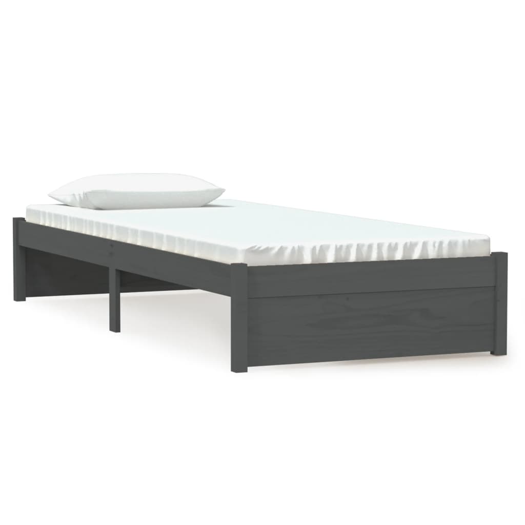 Bedframe Massief Hout Grijs 75X190 Cm 2Ft6 Small Single