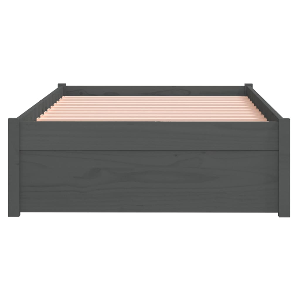 Bedframe Massief Hout Grijs 75X190 Cm 2Ft6 Small Single