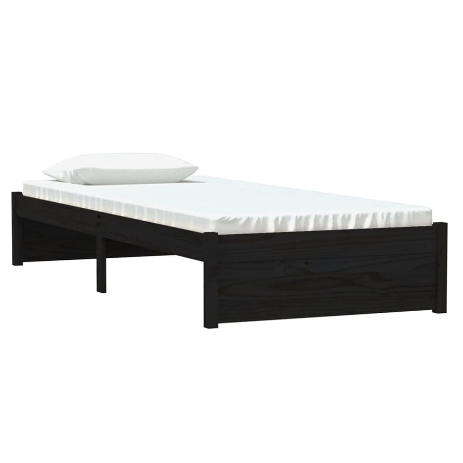 Bedframe Massief Hout Zwart 75X190 Cm 2Ft6 Small Single