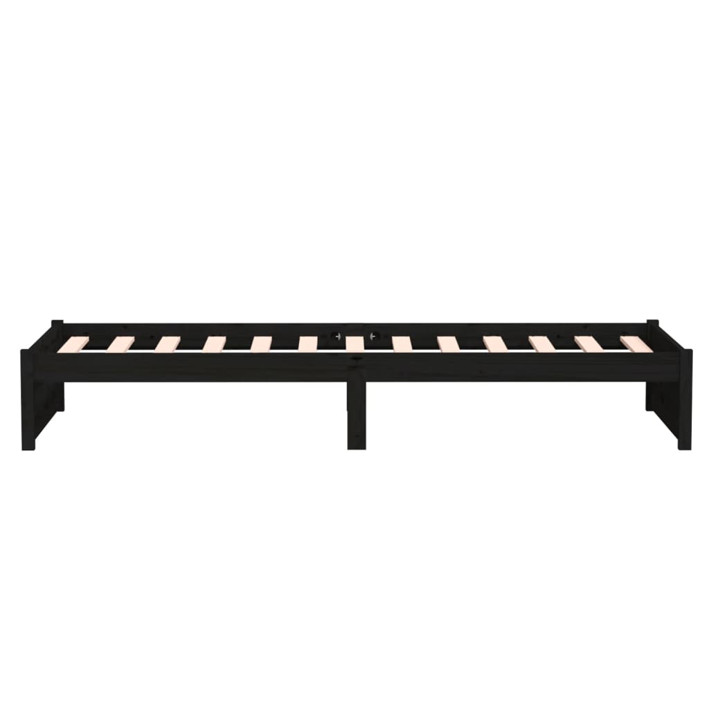 Bedframe Massief Hout Zwart 75X190 Cm 2Ft6 Small Single