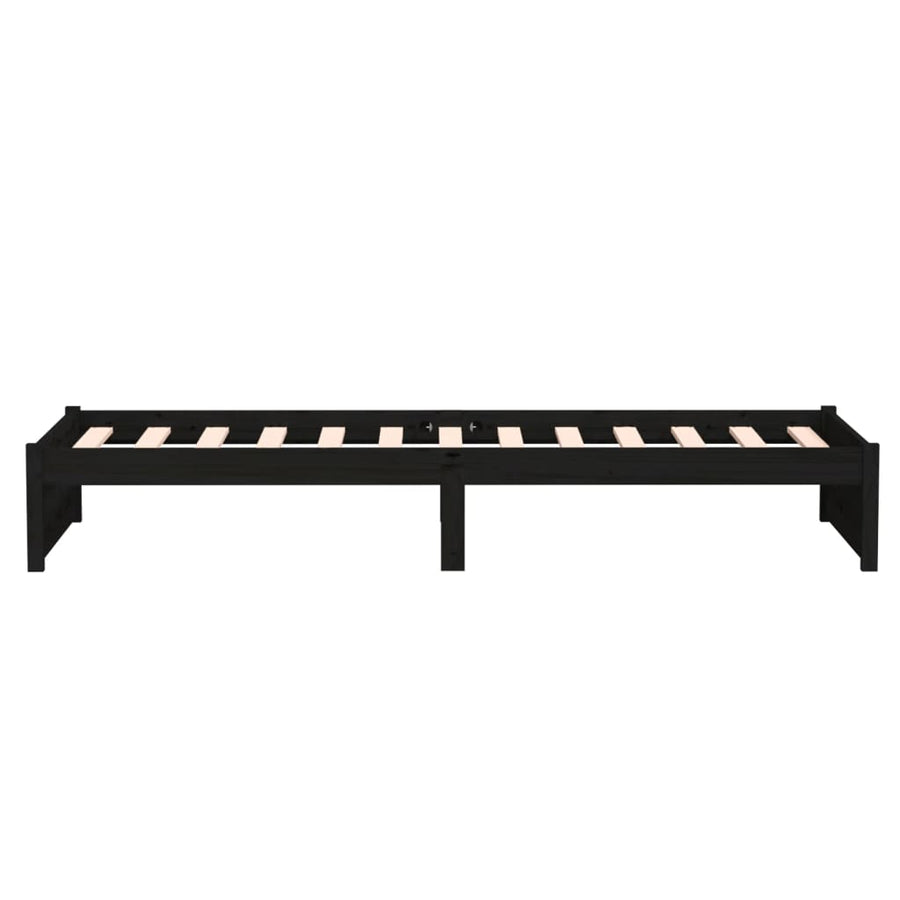 Bedframe Massief Hout Zwart 75X190 Cm 2Ft6 Small Single