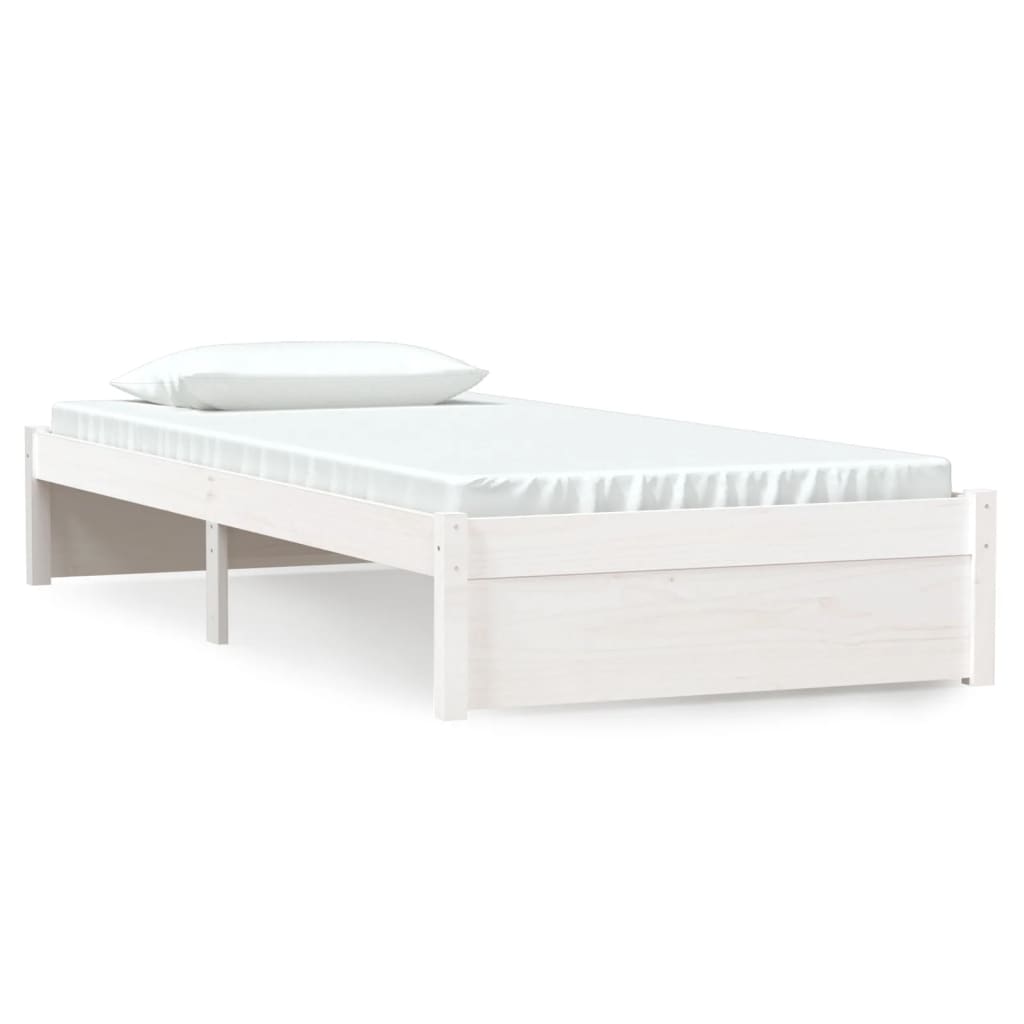 Bedframe Massief Hout Wit 90X190 Cm 3Ft Single