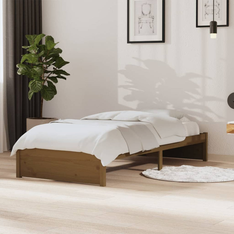 Bedframe Massief Hout Honingbruin 90X190 Cm 3Ft Single
