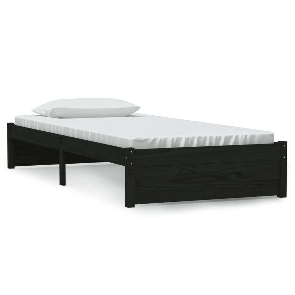 Bedframe Massief Hout Zwart 90X190 Cm 3Ft Single