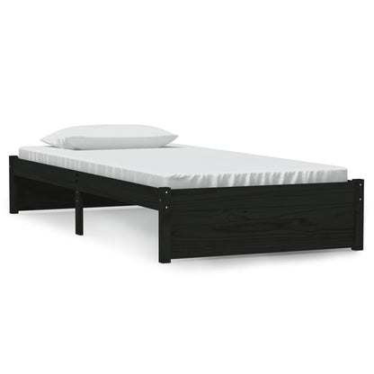 Bedframe Massief Hout Zwart 90X190 Cm 3Ft Single