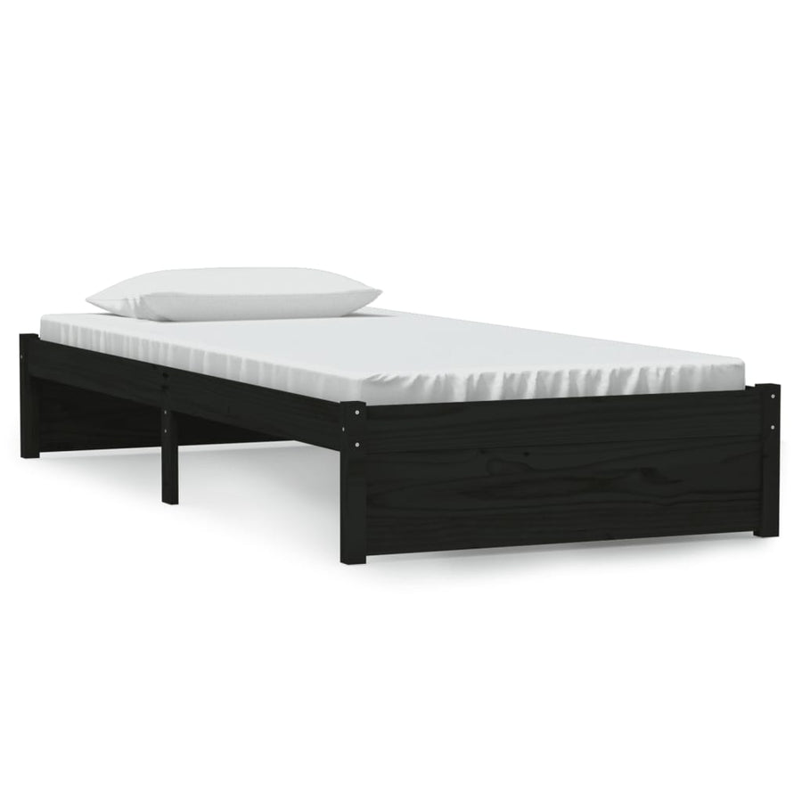 Bedframe Massief Hout Zwart 90X190 Cm 3Ft Single