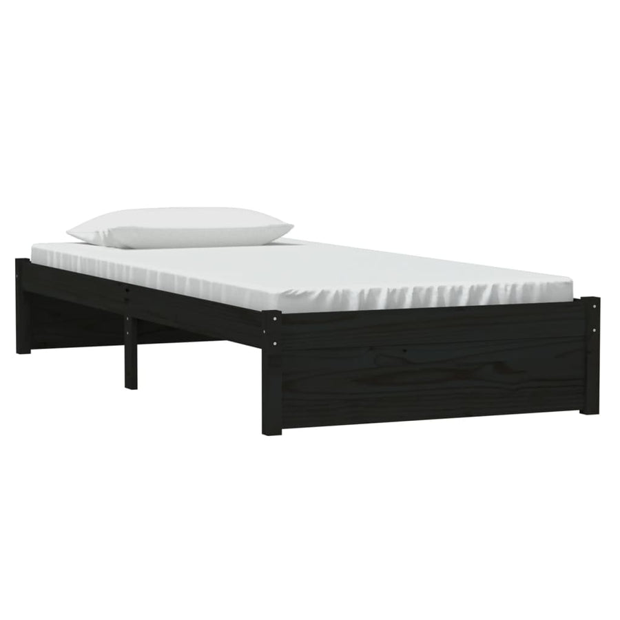 Bedframe Massief Hout Zwart 90X190 Cm 3Ft Single