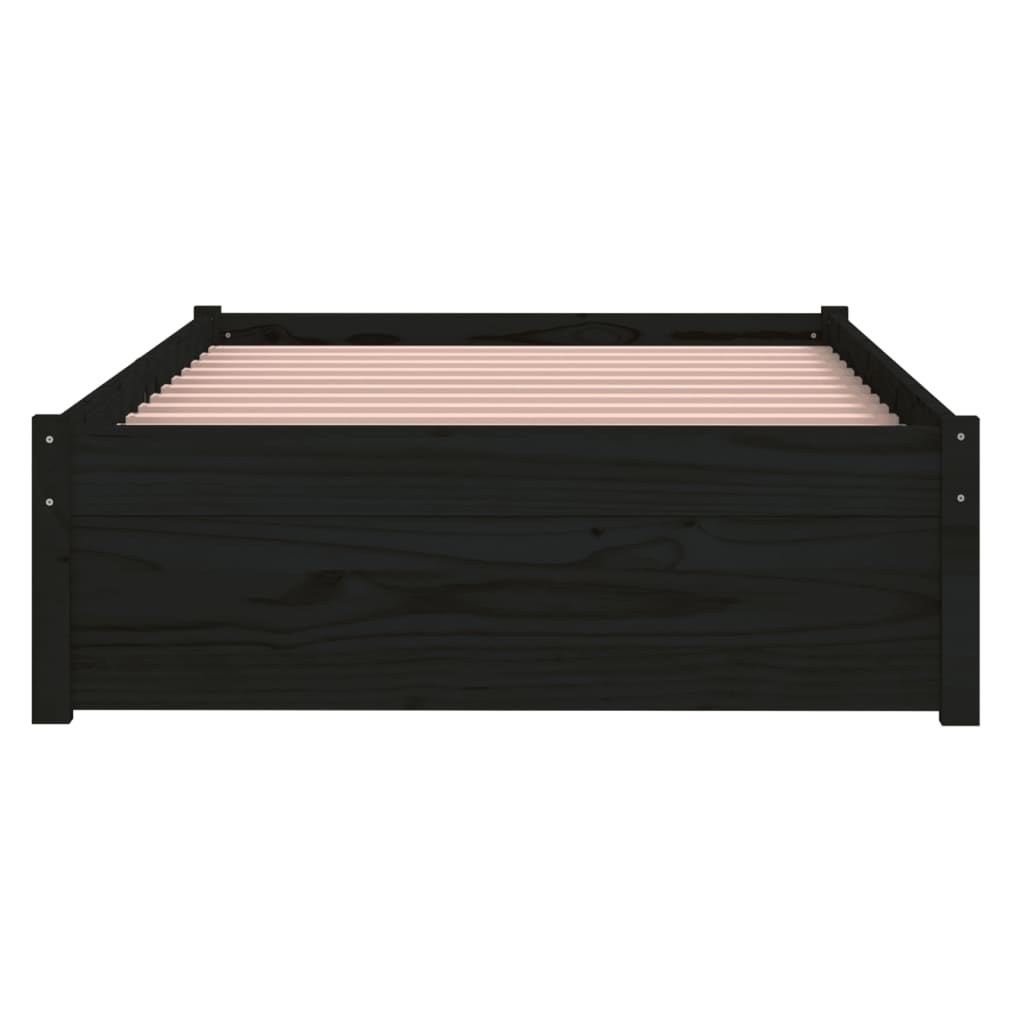 Bedframe Massief Hout Zwart 90X190 Cm 3Ft Single