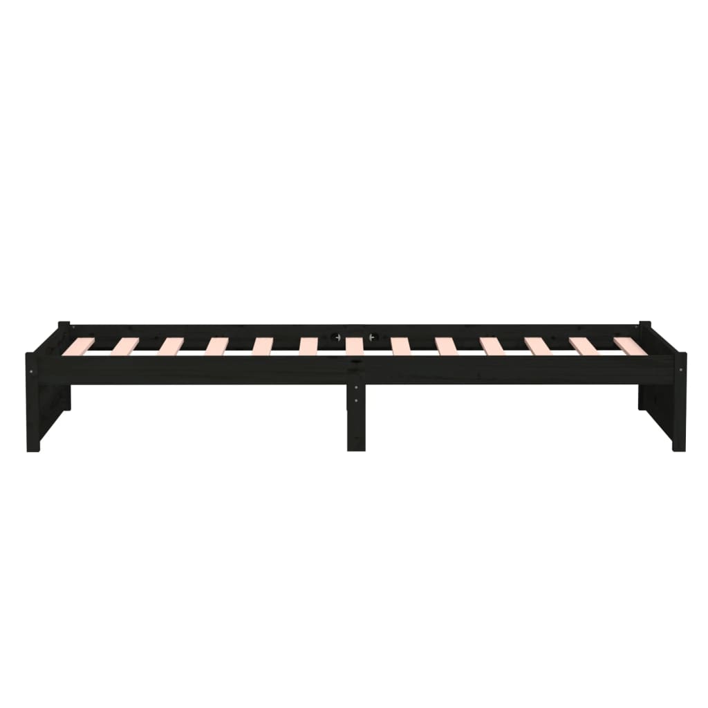 Bedframe Massief Hout Zwart 90X190 Cm 3Ft Single