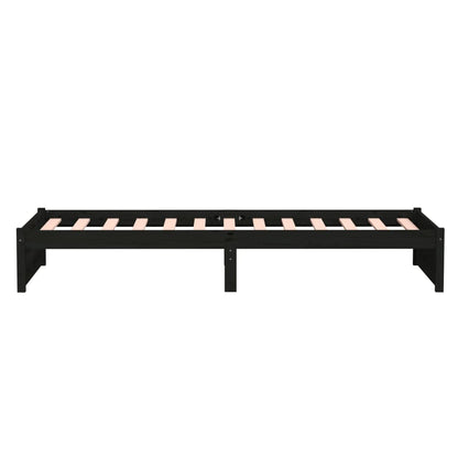 Bedframe Massief Hout Zwart 90X190 Cm 3Ft Single