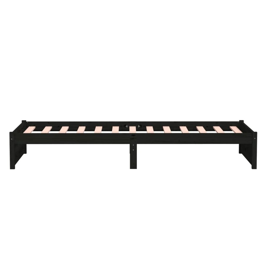 Bedframe Massief Hout Zwart 90X190 Cm 3Ft Single