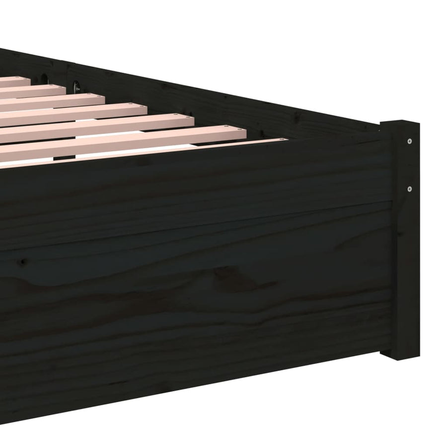Bedframe Massief Hout Zwart 90X190 Cm 3Ft Single