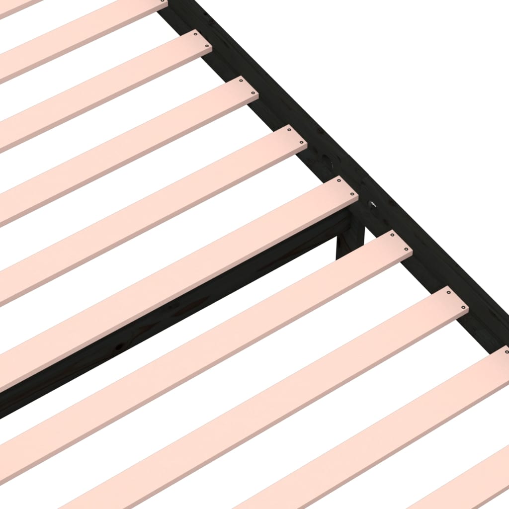 Bedframe Massief Hout Zwart 90X190 Cm 3Ft Single