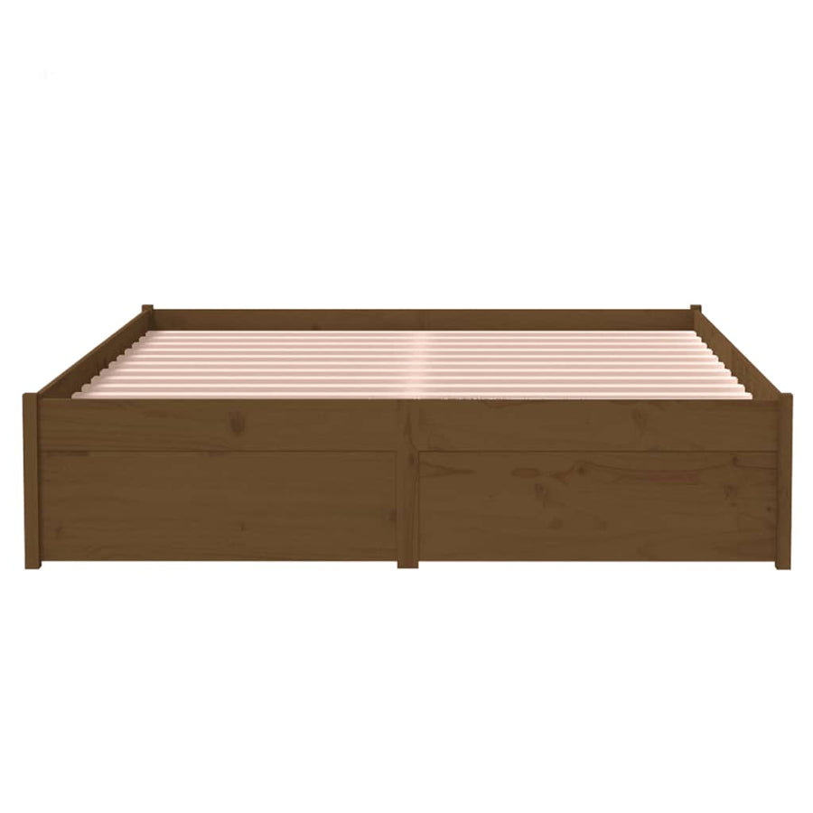 Bedframe Massief Hout Honingbruin 120X190 Cm 4Ft Small Double