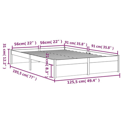 Bedframe Massief Hout Honingbruin 120X190 Cm 4Ft Small Double