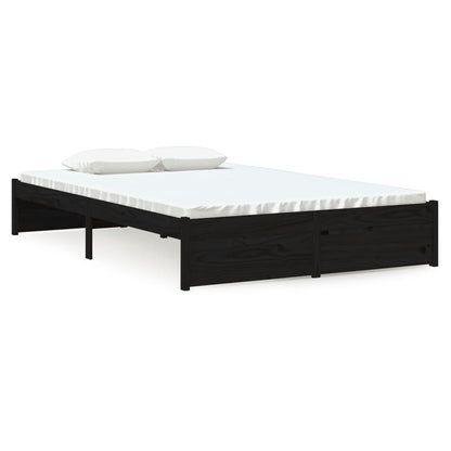 Bedframe Massief Hout Zwart 120X190 Cm 4Ft Small Double