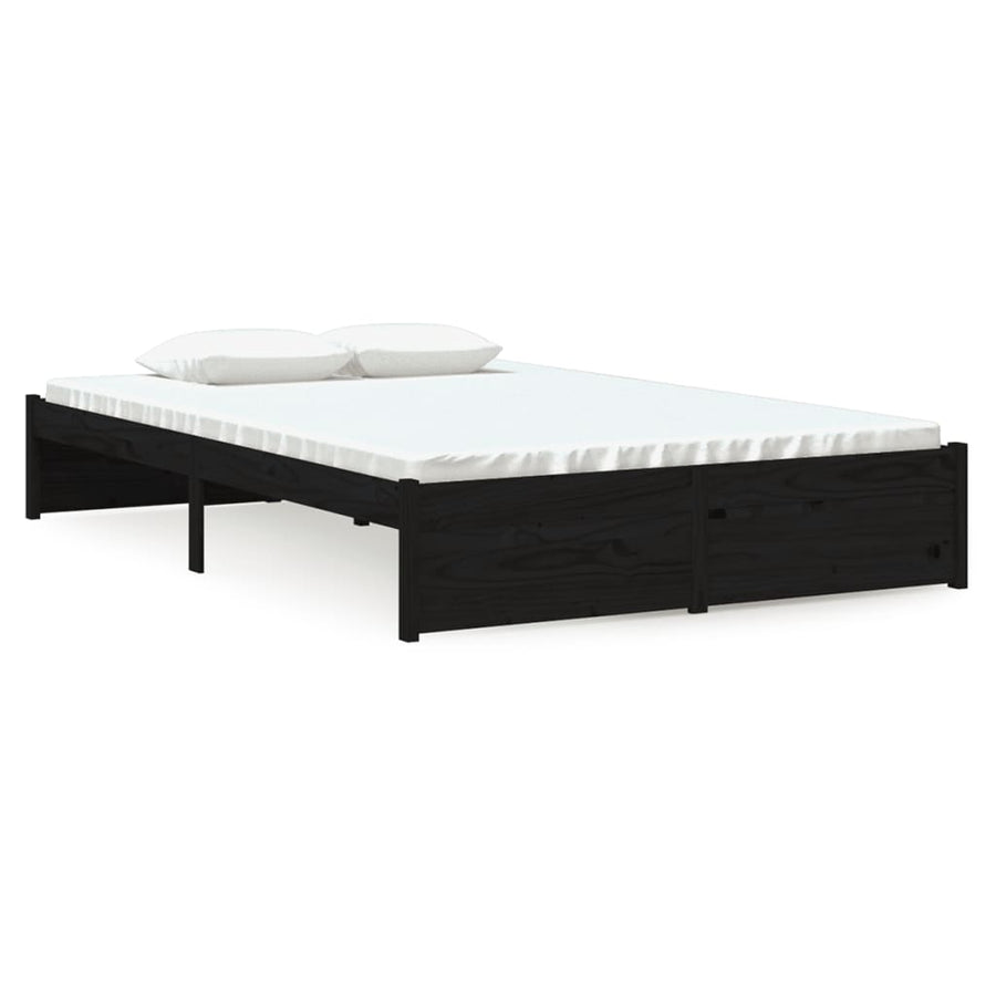 Bedframe Massief Hout Zwart 120X190 Cm 4Ft Small Double