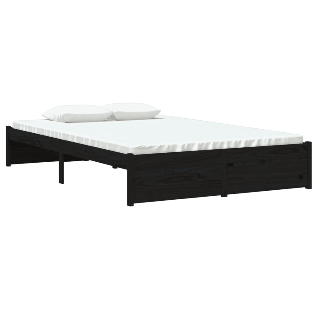 Bedframe Massief Hout Zwart 120X190 Cm 4Ft Small Double