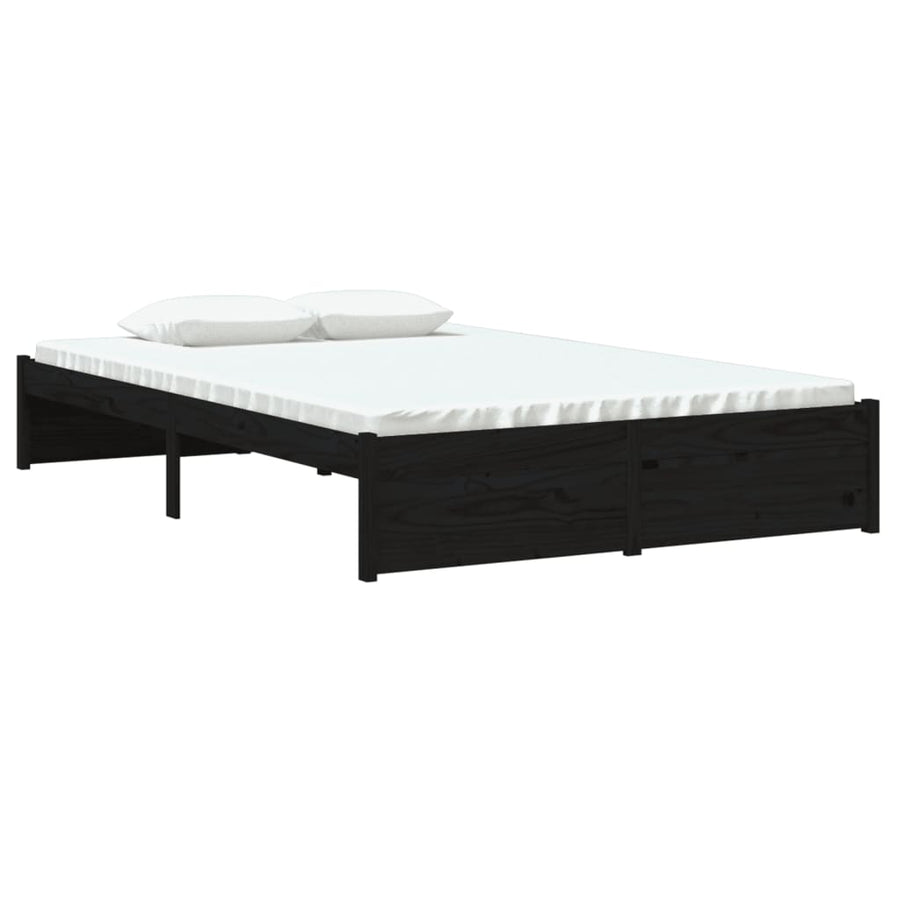 Bedframe Massief Hout Zwart 120X190 Cm 4Ft Small Double