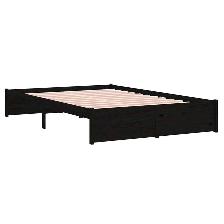 Bedframe Massief Hout Zwart 120X190 Cm 4Ft Small Double