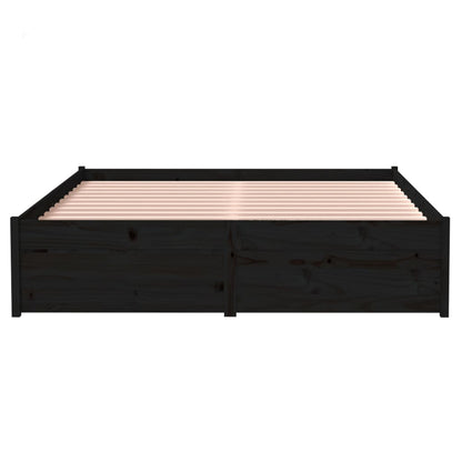 Bedframe Massief Hout Zwart 120X190 Cm 4Ft Small Double