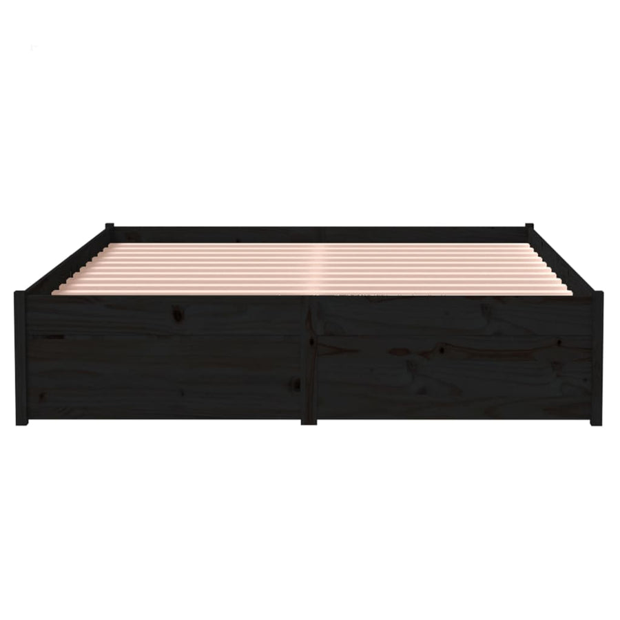 Bedframe Massief Hout Zwart 120X190 Cm 4Ft Small Double
