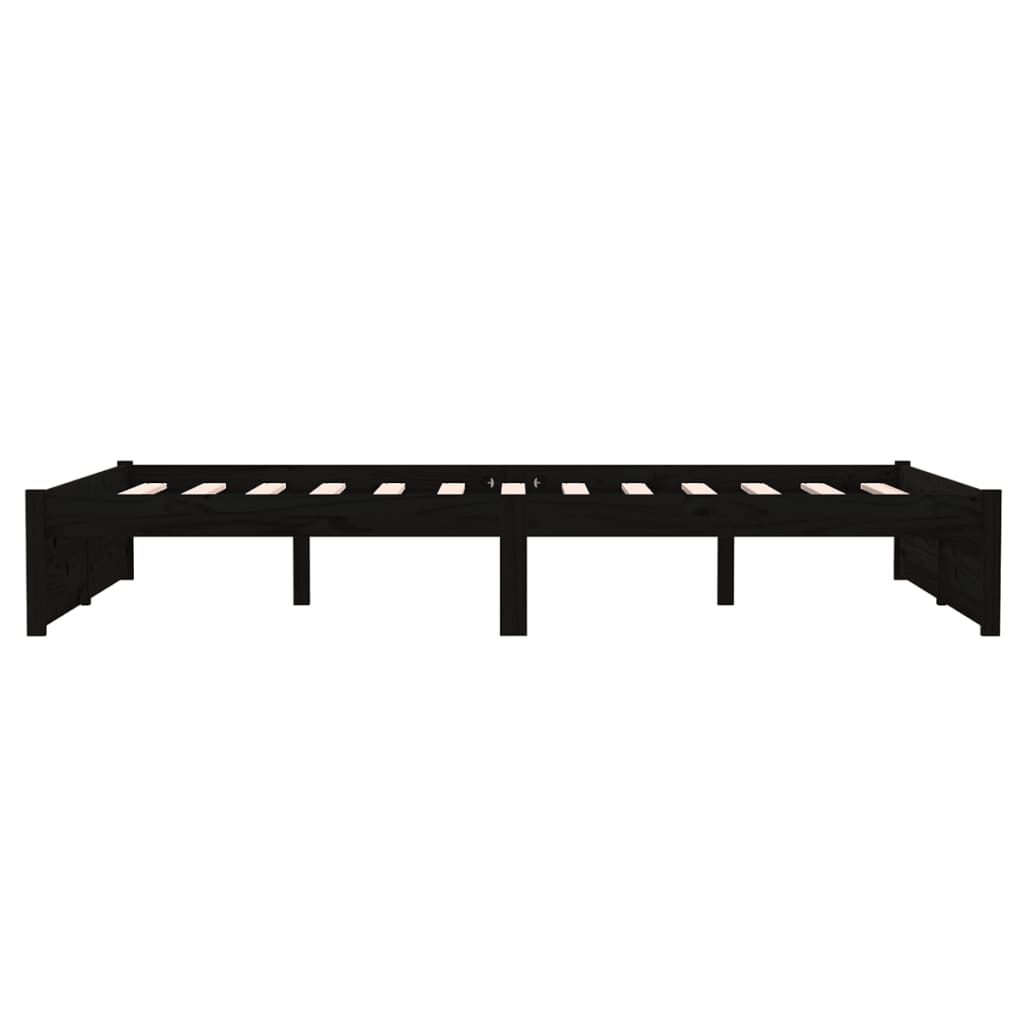 Bedframe Massief Hout Zwart 120X190 Cm 4Ft Small Double