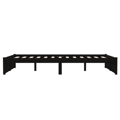 Bedframe Massief Hout Zwart 120X190 Cm 4Ft Small Double