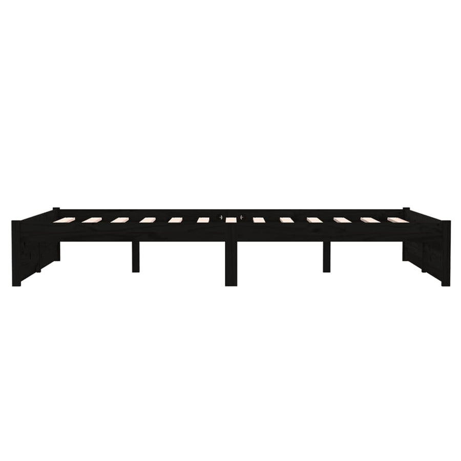 Bedframe Massief Hout Zwart 120X190 Cm 4Ft Small Double