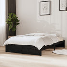 Solid black wood bed frame 120x190 cm