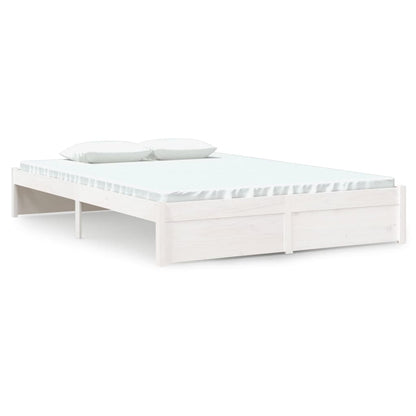 Bedframe Massief Hout Wit 135X190 Cm 4Ft6 Double