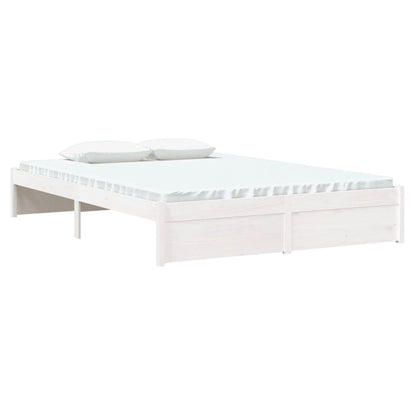 Bedframe Massief Hout Wit 135X190 Cm 4Ft6 Double