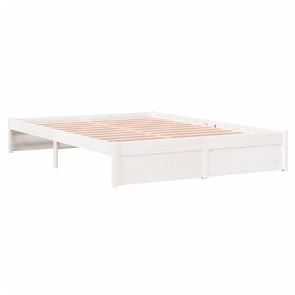 Bedframe Massief Hout Wit 135X190 Cm 4Ft6 Double