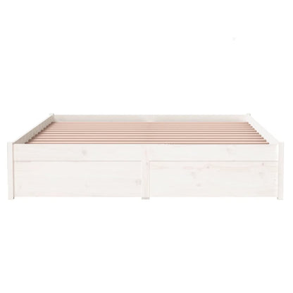 Bedframe Massief Hout Wit 135X190 Cm 4Ft6 Double