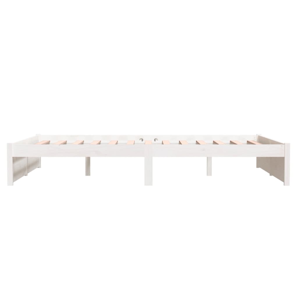 Bedframe Massief Hout Wit 135X190 Cm 4Ft6 Double