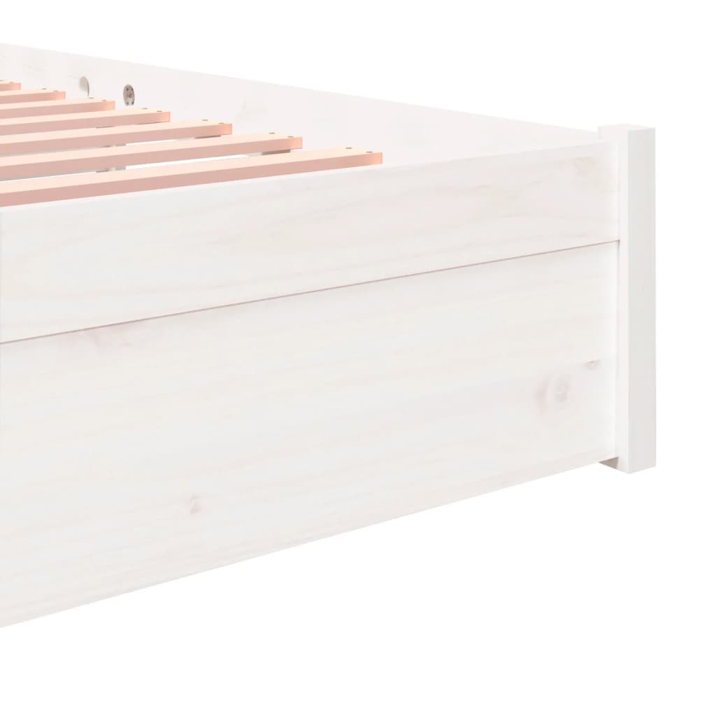 Bedframe Massief Hout Wit 135X190 Cm 4Ft6 Double