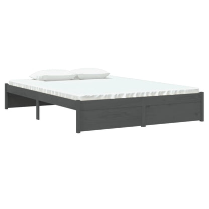 Bedframe Massief Hout Grijs 135X190 Cm 4Ft6 Double